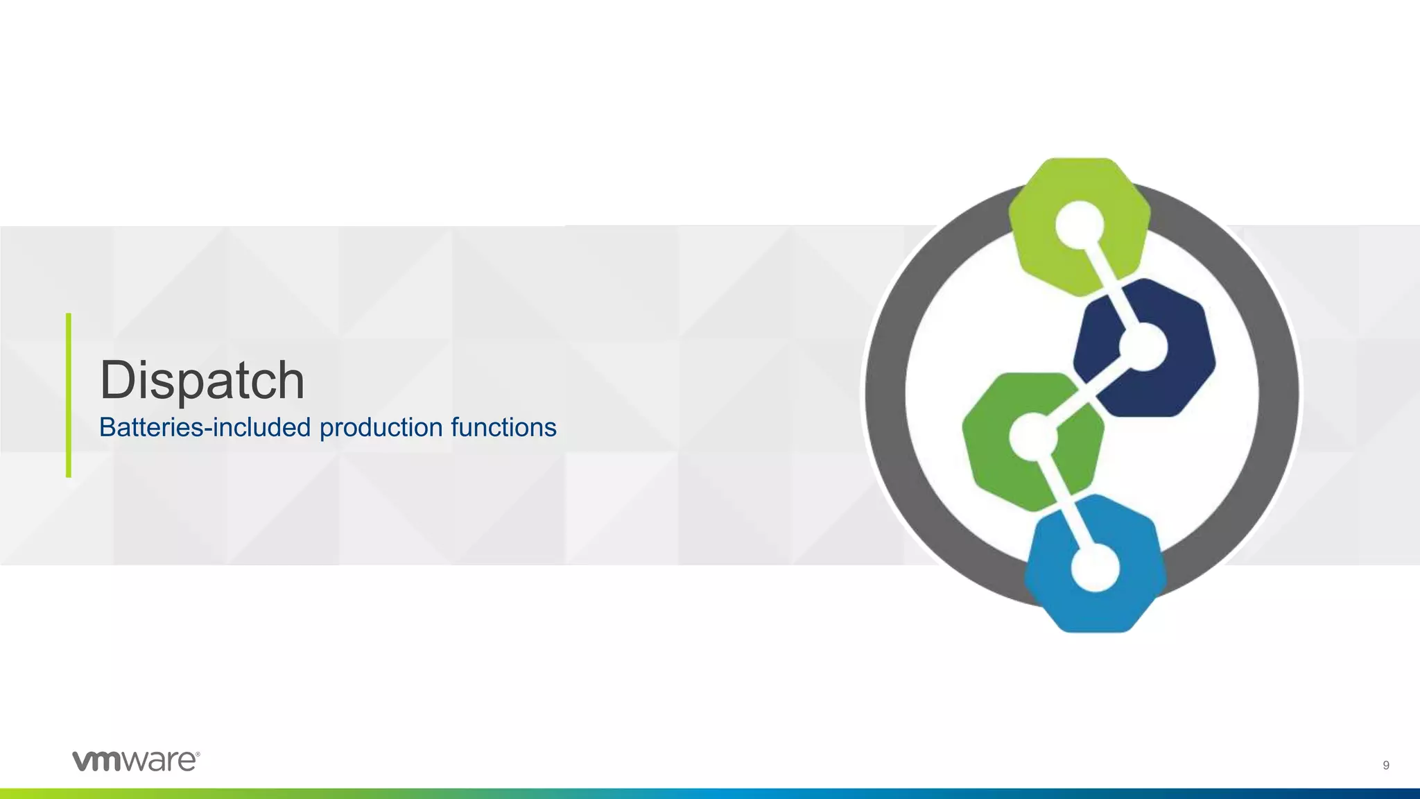 9
Dispatch
Batteries-included production functions
 