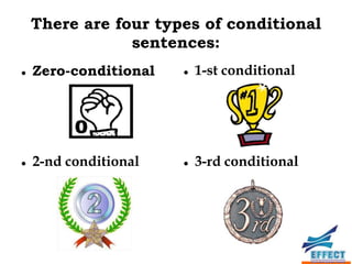 There are four types of conditional
                sentences:
   Zero-conditional      1-st conditional




   2-nd co...