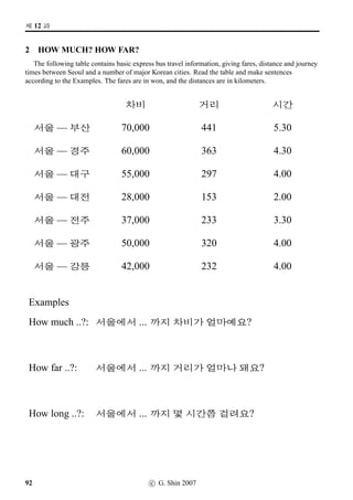 =V 7 »Î
5 From Polite Informal to Polite Formal (1)
Review Pages 42 and 43, and change the style of each of following statements into Polite Formal.
1. 2. 3.
Üí½#Tx§. O[Ž­Bx§. s¦ @}†q…V x§.
4. 5. 6.
q´PBx§. }¦s¦ ‘¨wˆpÙˆ 2×#Tx§. x§, 2×#Tx§.
7. 8. 9.
63, #U ¨óÌ#Tx§. ‘¨ nU ¨óÌ#Tx§. 63, £Šx§.
10. 11. 12.
x§, -hx§. ¨óÀ «óÀt«V 9FS §Š x¦§óÂ
±Úõ|ˆWx§.
Ã ¬V §óÂ9FSn´P
EáVx§.
54 c G Shin 2006
 