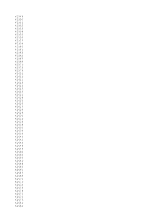 62549
62550
62551
62552
62553
62554
62555
62556
62557
62558
62560
62561
62563
62565
62567
62568
62571
62572
62573
62601
62611
62612
62613
62615
62617
62618
62621
62624
62625
62626
62627
62628
62629
62630
62631
62633
62634
62635
62638
62639
62640
62642
62643
62644
62649
62650
62655
62656
62661
62664
62665
62666
62667
62668
62670
62671
62672
62673
62674
62675
62676
62677
62681
62682
 