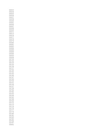 04653
04654
04655
04656
04657
04658
04660
04661
04666
04667
04668
04669
04671
04673
04676
04677
04678
04679
04680
04681
04683
04684
04689
04689
04690
04693
04694
04730
04732
04733
04735
04736
04737
04740
04742
04743
04746
04747
04749
04750
04751
04756
04757
04758
04760
04762
04763
04764
04765
04768
04769
04772
04773
04774
04776
04777
04779
04780
04781
04783
04785
04786
04787
04841
 