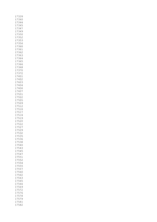 17339
17340
17344
17345
17347
17349
17350
17352
17353
17356
17360
17361
17362
17363
17364
17365
17366
17368
17370
17372
17401
17402
17403
17404
17406
17407
17501
17502
17505
17509
17512
17516
17517
17518
17519
17520
17522
17527
17529
17532
17535
17536
17538
17540
17543
17545
17547
17551
17552
17554
17555
17557
17560
17562
17563
17565
17566
17569
17572
17576
17578
17579
17581
17582
 