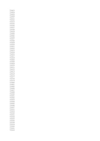 75423
75424
75426
75428
75431
75432
75433
75435
75436
75437
75438
75439
75440
75442
75446
75447
75448
75449
75450
75451
75452
75453
75454
75455
75457
75459
75460
75468
75469
75470
75471
75472
75473
75474
75476
75477
75478
75479
75480
75481
75482
75486
75487
75488
75490
75491
75492
75493
75494
75495
75496
75497
75501
75503
75550
75551
75554
75555
75556
75558
75559
75560
75561
75563
 