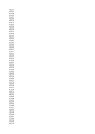 95620
95621
95624
95626
95627
95628
95629
95630
95631
95632
95633
95634
95635
95636
95637
95638
95640
95641
95642
95643
95645
95648
95650
95651
95652
95653
95655
95658
95659
95660
95661
95662
95663
95664
95665
95666
95667
95668
95669
95670
95672
95673
95674
95677
95678
95679
95681
95682
95683
95684
95685
95687
95688
95689
95690
95691
95692
95693
95694
95695
95698
95701
95703
95709
 