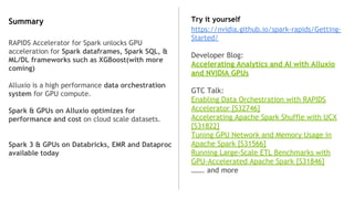 Advancing GPU Analytics with RAPIDS Accelerator for Spark and Alluxio | PDF
