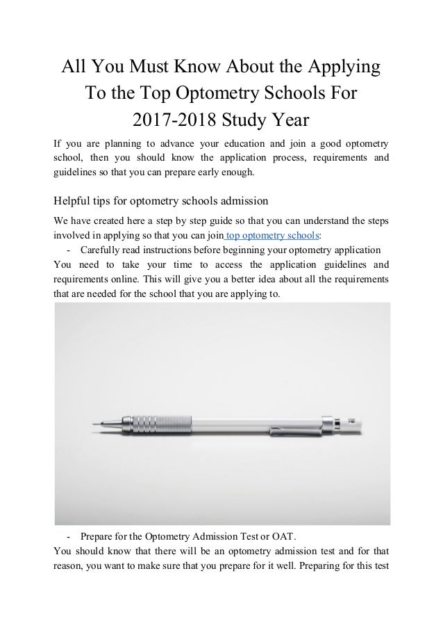 All You Must Know About The Applying to the Top Optometry Schools for