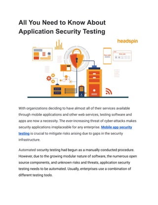 All You Need to Know About Application Security Testing | PDF