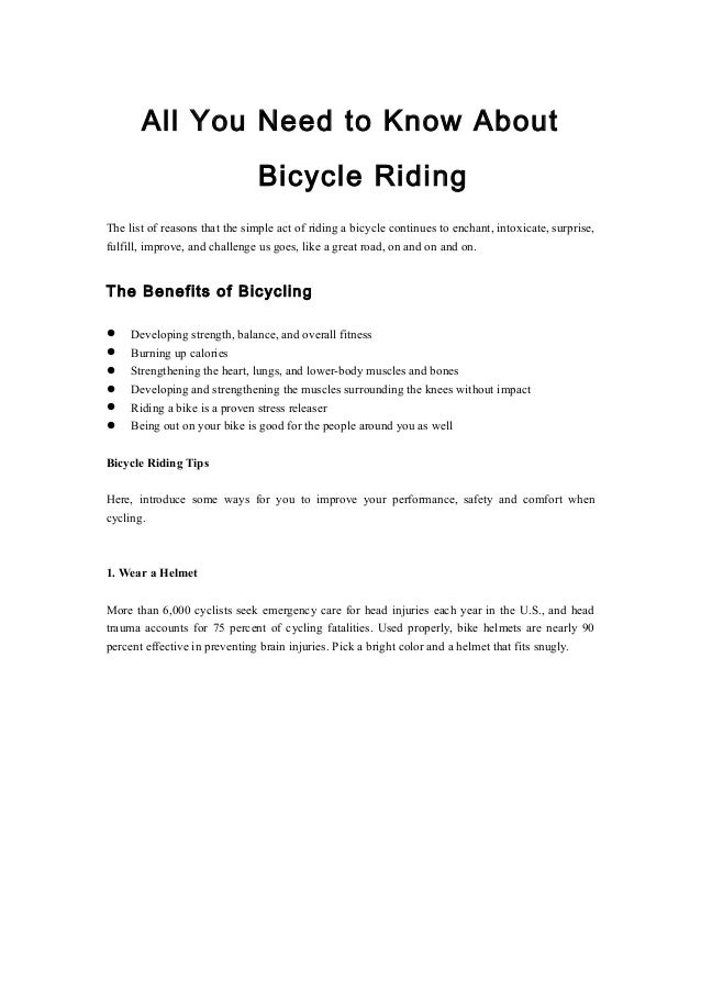 All you need to know about bicycle riding