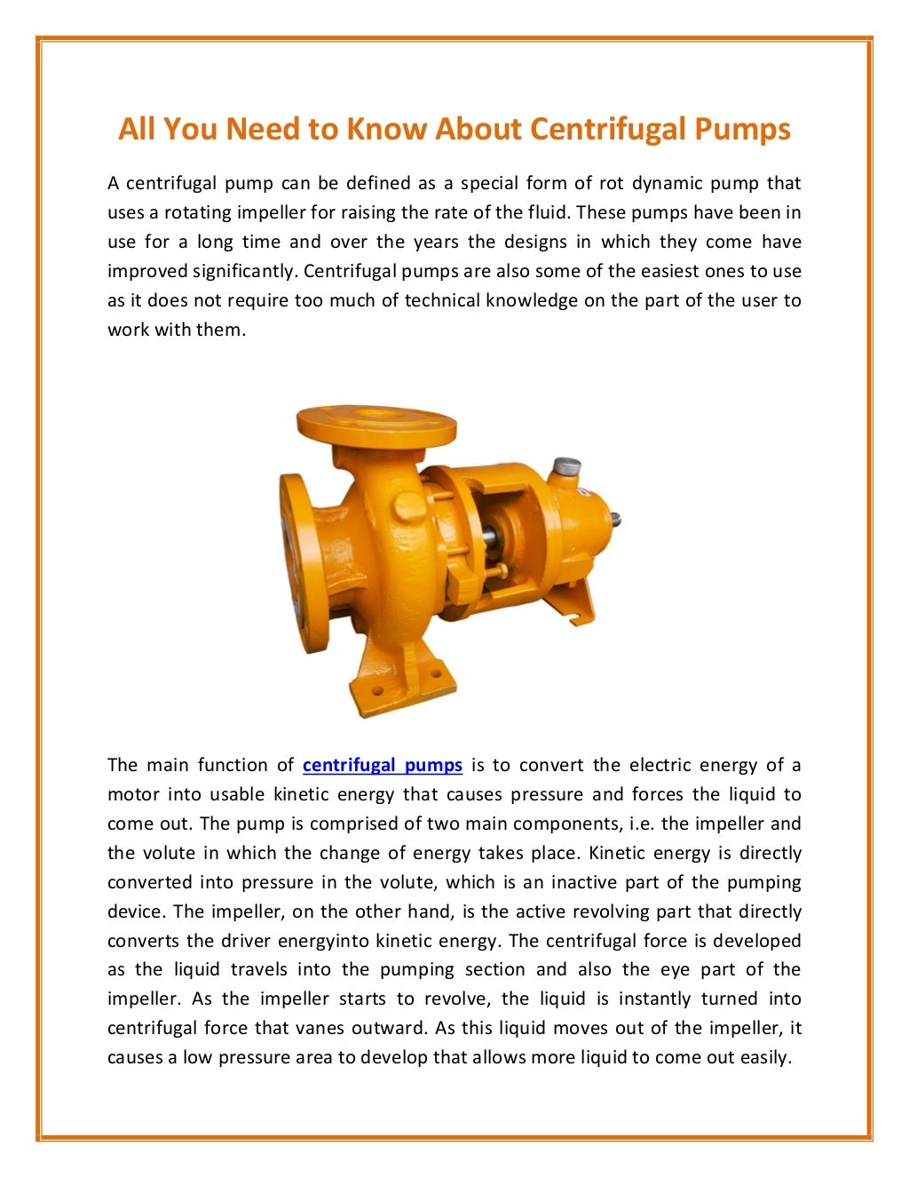 Working Principle of a Centrifugal Pump