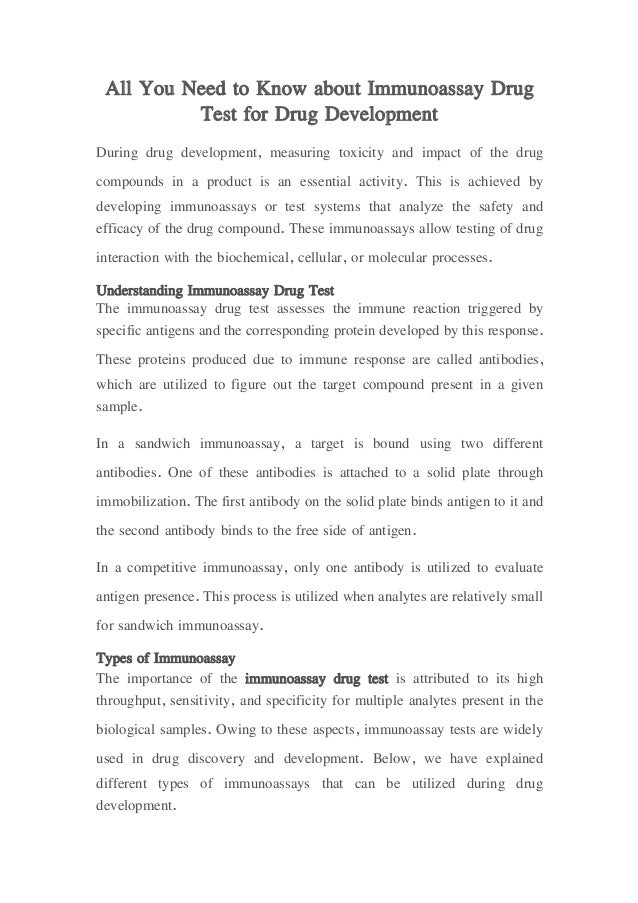 All You Need to Know about Immunoassay Drug Test for Drug Development