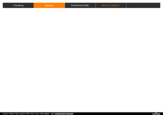 Trending Related franklintom289 What is Glipho?
Easily create high-quality PDFs from your web pages - get a business license!
 