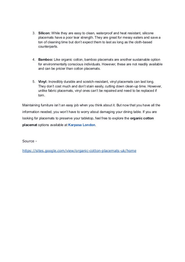 All you need to know before buying organic placemats for your table