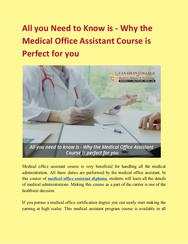 all you need to know is why the medical office assistant course is medical office brochure