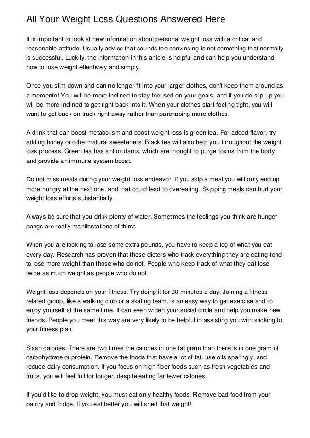 All Your Weight Loss Questions Answered Here