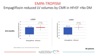 EMPA-TROPISM
Empagliflozin reduced LV volumes by CMR in HFrEF +No DM
At 6 months
84 patients
 