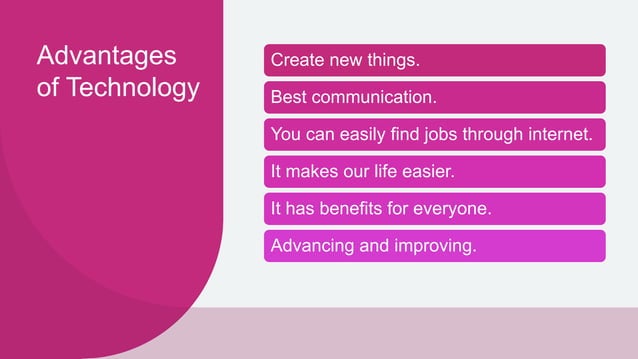 Advantages and Dis-advantages of Technology | PPTX | Technology & Computing
