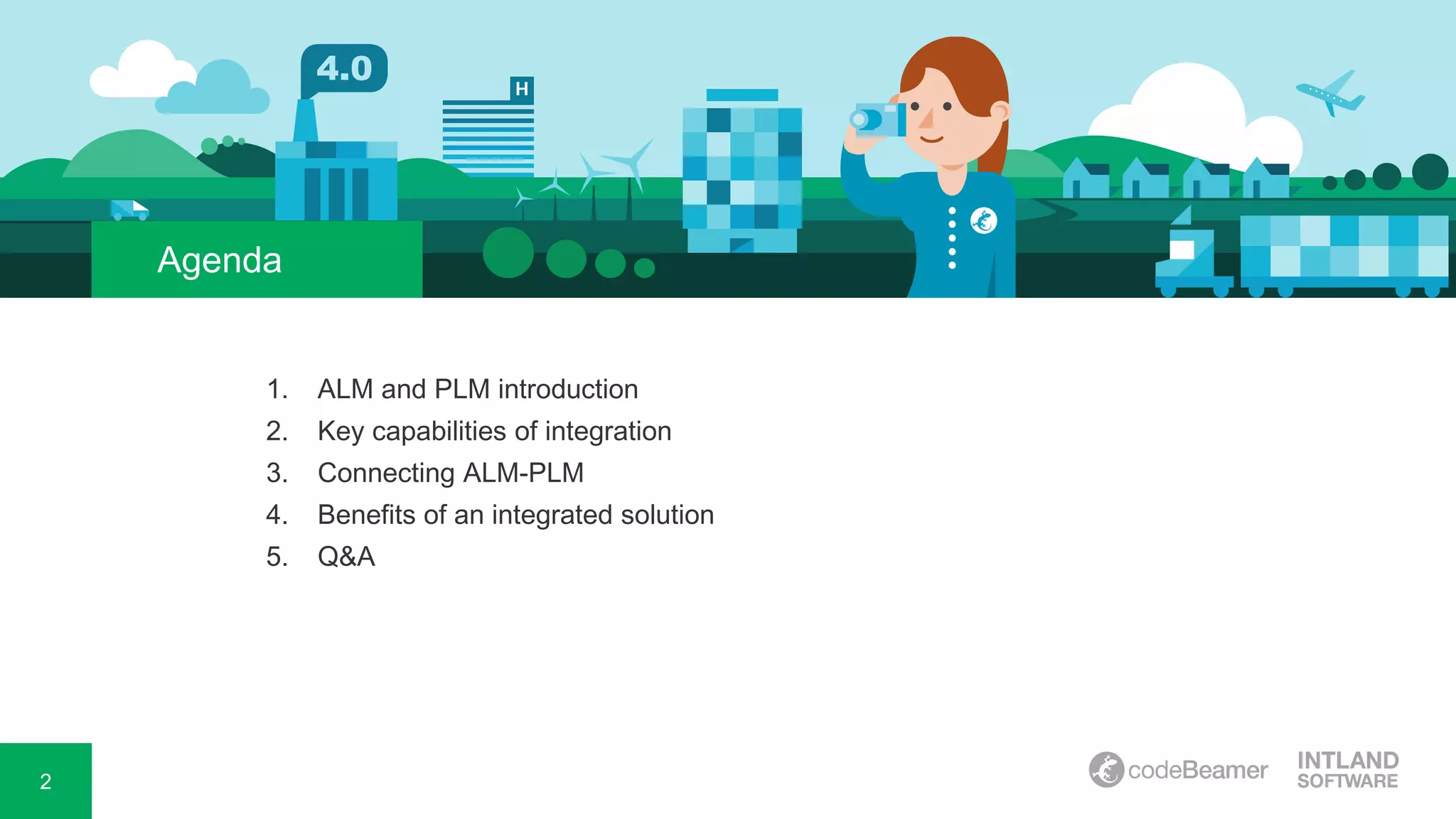 2
Agenda
1. ALM and PLM introduction
2. Key capabilities of integration
3. Connecting ALM-PLM
4. Benefits of an integrated solution
5. Q&A
 