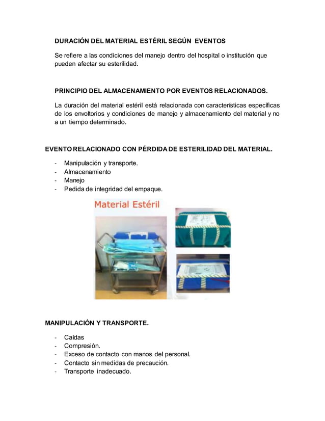 Almacenamiento del material esteril
