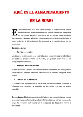 Almacenamiento en la Nube - De la Cruz Gonzales | PDF