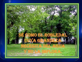 SÉ COMO EL ROBLEDAL CUYA GRANDEZANECESITA DEL AGUAY NO LA IMPLORA.