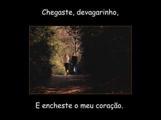 Chegaste, devagarinho, E encheste o meu coração. 