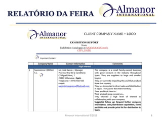 RELATÓRIO DA FEIRA




           Almanor International ©2011   8
 