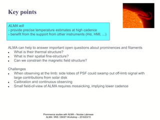 Prominence Science Solar prominence science with ALMA | PDF