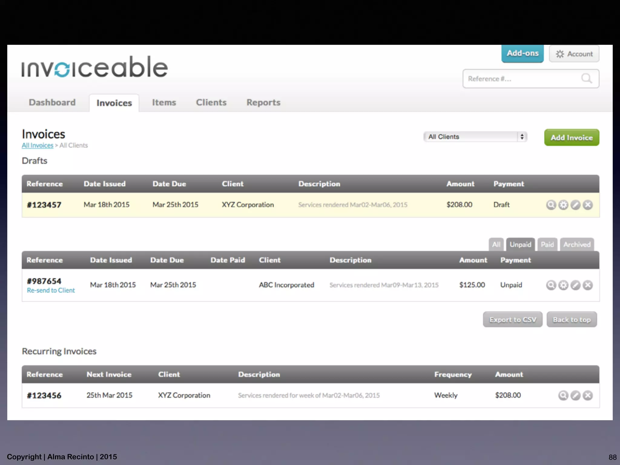88Copyright | Alma Recinto | 2015
 