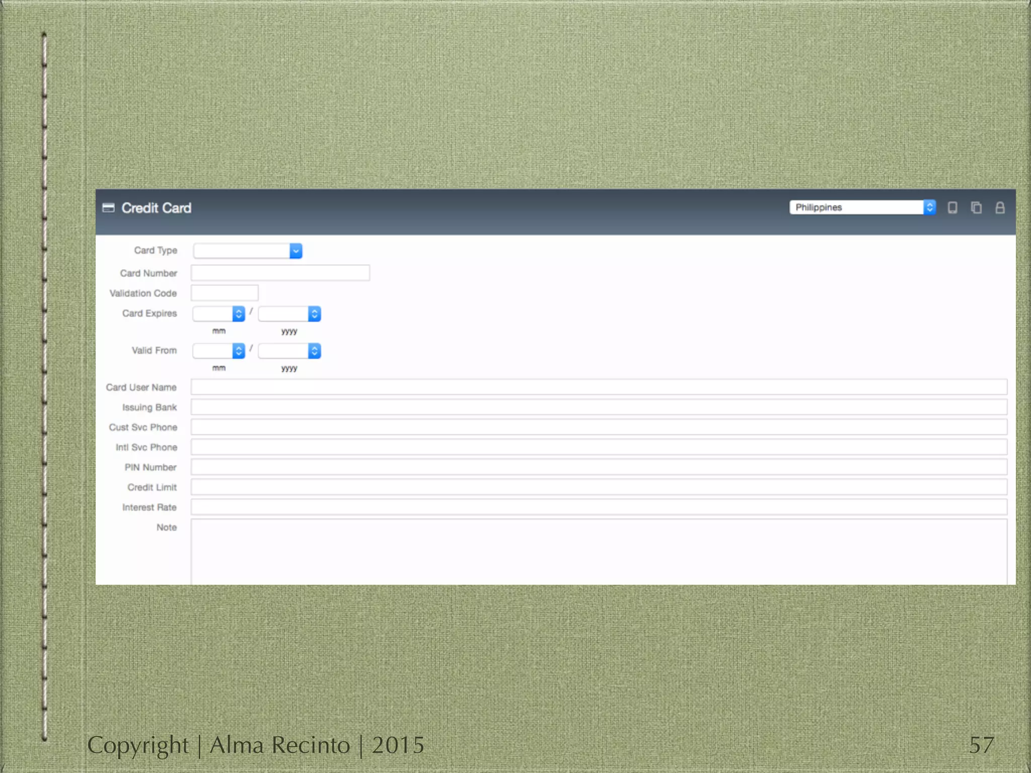 57Copyright | Alma Recinto | 2015
 