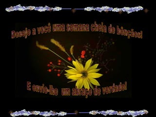 Desejo a você uma semana cheia de bênçãos! E envio-lhe  um abraço de verdade! 