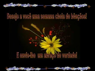 Desejo a você uma semana cheia de bênçãos! E envio-lhe  um abraço de verdade! 