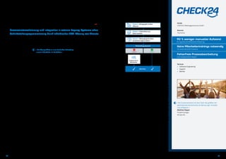 Prozessautomatisierung und Integration in externe Legacy-Systeme ohne
Schnittstellenprogrammierung dank individueller RPA-Lösung von Almato.
Softwareroboter entlasten
CHECK24-Mitarbeiter im Backoffice:
90 % weniger manueller Aufwand­­-
34 35just add digital | Fallstudie Check24 – Softwareroboter entlasten Mitarbeiterjust add digital | Fallstudie Check24 – Softwareroboter entlasten Mitarbeiter
Erfolg
Das Unternehmen hat durch die automatisierten ­Prozesse
manuellen Aufwand um 90 % reduziert und sowohl eine
signifikante Mitarbeiterentlastung als auch Aufwands­
einsparungen realisiert. Dies zeigt sich insbesondere in
Hochzeiten, da direkt nach der Urlaubssaison die meisten
Mietwagenanfragen eingehen.
RPA reduziert zusätzlich die Fehlerquote und ist dabei
­nahezu unbegrenzt skalierbar. Unerwartete ­Lastspitzen
werden nach dem Pay-per-Use-Prinzip abgewickelt. Gleich­
zeitig verringern sich die Durchlaufzeiten durch den Einsatz
der virtuellen Bots signifikant.
CHECK24 arbeitet mit der Unterstützung unserer ­Experten
an der Automatisierung eines weiteren Prozesses und plant
bereits nächste Schritte in diesem RPA-Projekt.
»Die Lösung führte zu einer deutlichen Entlastung
unserer Mitarbeiter im Backoffice.«
Fabio Garzotto
Geschäftsführer
CHECK24 Mietwagenservices GmbH
Kunde
CHECK24 Mietwagenservices GmbH
Branche
Tourismus
Lösung
Aufgrund der vorherigen erfolgreichen Zusammenarbeit mit
CHECK24, entschied sich die CHECK24 Mietwagenservices
GmbH für Almato. Als Spezialist für die Digitalisierung und
Automatisierung von Prozessen war Almato für die Entwick­
lung sowie Implementierung zuständig und unterstützt das
Unternehmen auch nach Inbetriebnahme der Prozessauto­
matisierungen mit Support und Betrieb der Robotic Process
Automation-Plattform.
Die Lösung zur Prozessautomatisierung wird über das Front­
end integriert und macht somit eine Schnittstellenprogram­
mierung zu den externen Legacy-Systemen überflüssig, die
zudem auch von den Betreibern derselben gar nicht unter­
stützt werden würde.
Die Softwareroboter arbeiten, wie Mitarbeiter zuvor, sich
ständig wiederholende Arbeitsschritte fehlerfrei nach fest­
gesetzten Regeln ab – kopieren Daten, füllen Formulare aus
und kommunizieren mit externen Systemen. Dabei entlasten
die Bots die Mitarbeiter bei der Erledigung monotoner Tätig­
keiten signifikant. Sie erreichen hierbei Automatisierungs­
quoten von rund 90 %.
Nur in Ausnahmefällen wird ein Arbeitsvorgang an einen Mit­
arbeiter weitergeleitet.
Herausforderung
CHECK24 ist Deutschlands größtes Vergleichsportal mit über
15 Millionen Kunden und einer großen Variation von Anbie­
tern. Der Bereich Mietwagen ermöglicht Kunden dabei nicht
nur die Buchung von Mietwagen, sondern übernimmt auch
ihre Reklamationsanfragen. Das Unternehmen bietet dabei
eine durchgängig herausragende User Experience vom ers­
ten Kontaktpunkt bis zur finalen Klärung aller individuellen
Anliegen.
Jährlich gehen dabei im Backoffice zahlreiche Fälle ein, wel­
che intern automatisch abgearbeitet werden können. Aller­
dings bieten einige Partner von CHECK24 für ihre Systeme
keine Möglichkeit zur Systemintegration über Schnittstellen
an. Aufgrund dessen mussten Prozesse bisher manuell be­
arbeitet und eingehende Mietwagenanfragen konnten nur
händisch in die relevanten Systeme übertragen werden. Die­
se Prozesse sind häufig monoton, zeitaufwendig und fehler­
anfällig.
»Die Zusammenarbeit mit dem Team des größten Ver-
gleichsportals Deutschlands ist überaus agil, innovativ
und erfolgreich.«
Matthias Küpper
Projektmanager
Almato AG
Services
 • Software Engineering
 • Support
 • Betrieb
90 % weniger manueller Aufwand
für signifikante Mitarbeiterentlastung
Keine Mitarbeitertrainings notwendig
für automatisierte Prozesse
Fehlerfreie Prozessbearbeitung
nach festgesetzten Regeln
Rückmeldung abwarten
Abschluss
Roboter  Anfrage geht im Back-
office ein
Roboter  Ticket öffnen und
Daten auslesen
Roboter  Übertragung der Daten
an externes Legacy-System
Analyse durch
Mitarbeiter
negativ positiv
 