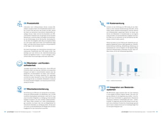 4948
05 Produktivität
Unterstützt durch Softwareroboter können einzelne Mit­
arbeiter und ganze Teams ihre Produktivität drastisch erhö­
hen. Erreicht wird dies durch den Einsatz von Bots, welche
die Arbeit von zahlreichen menschlichen Arbeitskräften be­
wältigen können. Dabei sind die Durchlaufzeiten von RPA-
unterstützten Prozessen sehr viel geringer als bei manueller
Bearbeitung. Limitierend dabei sind lediglich die Antwortzei­
ten der Anwendungen, die ein Bot benutzt. Gleichzeitig füh­
ren die Bots ihre Aufgaben jedes Mal auf die gleiche Weise
aus und machen dabei keine Fehler. Die Produktivität steigt
zudem, weil Bots keine Pausen brauchen und grundsätzlich
an 365 Tagen im Jahr einsetzbar sind.
Die hohen Erwartungen von Unternehmen hinsichtlich einer
verbesserten Produktivität durch RPA werden erfüllt. Dies
bestätigt auch eine 2018 von der Unternehmensberatung
Deloitte durchgeführte Studie: 77 von 81 befragten Unter­
nehmen sehen ihre Erwartungen erfüllt oder übertroffen.
»Goodbye manual tasks, hello value work.« Durch RPA wird
monotone Arbeit, wie etwa das mehrfache und wiederholte
Eintippen von Daten in unterschiedliche Systeme oder das
Vergleichen und Konsolidieren von Daten, quasi eliminiert.
Monotone Arbeit ist einseitig, wiederholt sich regelmäßig
und führt bei vielen Personen zu Frust. RPA vermeidet das
und erzeugt bei den so entlasteten Mitarbeitern Freiräume
für anspruchsvollere Aufgaben, wie etwa die persönliche Be­
ratung von Kunden.
07 Mitarbeiterorientierung
Die Einführung von RPA kann ein Startpunkt für die Verbes­
serung des Arbeitsumfeldes von Mitarbeitern sein. Da RPA
monotone Arbeitsabläufe automatisiert, steht Zeit für neue
anspruchsvollere Tätigkeiten zur Verfügung. Anspruchsvolle
Aufgaben korrelieren mit einer erhöhten Arbeitszufrieden­
heit. Dieser Effekt verstärkt sich, indem Arbeitsbedingun­
gen entstehen, bei denen mehr Zeit und Möglichkeiten für
menschliche Interaktion zur Verfügung stehen. All das kann
sich positiv auf das Wohlbefinden der Belegschaft und deren
Engagement für das Unternehmen auswirken.
08 Kostensenkung
Sicherlich ist die Einführung von RPA häufig mit der Moti­
vation zu einer massiven Kostensenkung verbunden. Immer
wieder werden deshalb Kostenvergleiche zwischen Mensch
und Softwareroboter angestrengt. Befreit von dieser Last,
können sich Mitarbeiter im Kundenkontakt um die kognitiv
anspruchsvollen und wertschöpfenden Aufgaben kümmern.
Ein Effekt, der sich wesentlich auf die Zufriedenheit der Mit­
arbeiter und der Kunden auswirkt.
Alleine die Kosten für die Erhaltung der Kapazität einer ge­
gebenen Belegschaft können dabei gewaltig sein. Mitarbei­
terbeschaffung, Ausbildung, Weiterbildung, Abdeckung von
Spitzenlasten etc. sind im Vergleich mit der digitalen Beleg­
schaft der Softwareroboter aufwendig und teuer. Dazu ent­
fallen Kosten, die für die Fehlerbehebung anfallen.
Mit RPA können Legacy-Systeme über ihre User Interfaces
in neue digitale Prozesse integriert werden. Dies kann völ­
lig neue Optionen für die Digitalisierung schaffen. In der Re­
gel sind neue Schnittstellen zu gewachsenen Altsystemen
schwierig zu realisieren, risikobehaftet oder teuer – teilwei­
se beides. Im Gegensatz dazu der RPA-Ansatz: bei dem wei­
terhin das vorhandene Frontend der Anwendungen genutzt
wird. Er kann in diesem Sinne auch ein kostengünstiges Tool
für die Systemintegration sein.
RPA
Bot
1/9 – 1/10
FTE
Offshore
1/3
FTE
Nearshore
2/3
FTE
Onshore
Kosten – indikative Kostenrelation
just add digital | Chancen der Automatisierung nutzen – 12 Gründe für RPA just add digital | Chancen der Automatisierung nutzen – 12 Gründe für RPA
06 Mitarbeiter- und Kunden­
zufriedenheit
09 Integration von Bestands­
systemen
 