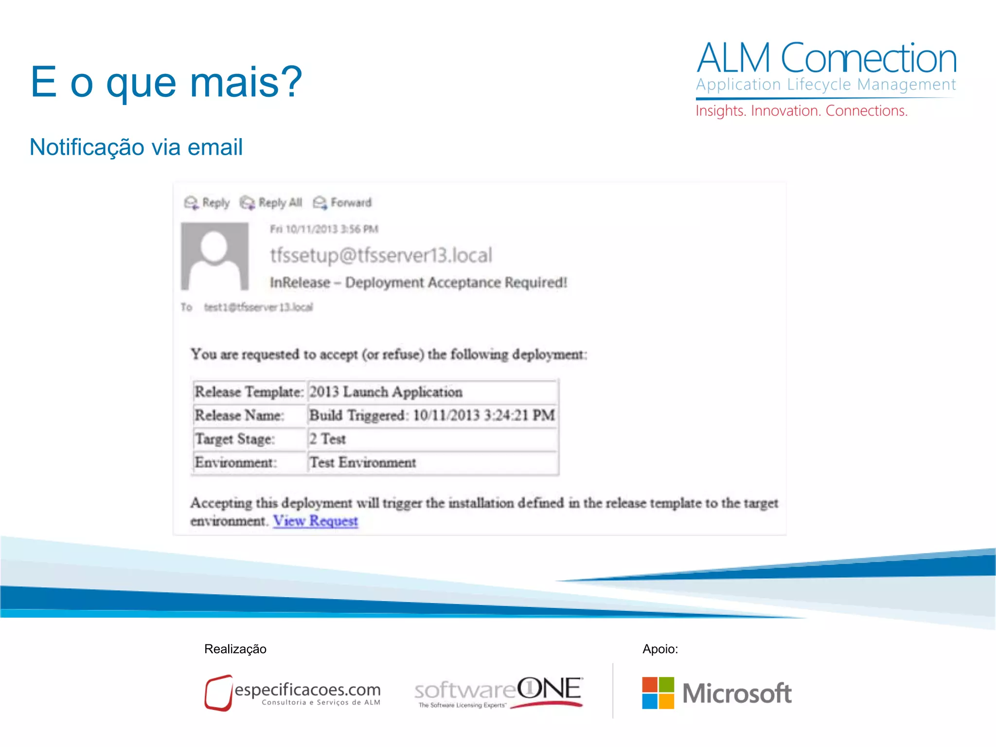 E o que mais?
Realização Apoio:
Notificação via email
 