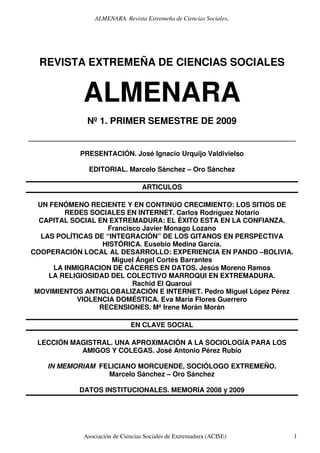 ALMENARA. Revista Extremeña de Ciencias Sociales.
Asociación de Ciencias Sociales de Extremadura (ACISE) 1
REVISTA EXTREME...