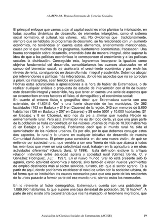 ALMENARA. Revista Extremeña de Ciencias Sociales.
Asociación de Ciencias Sociales de Extremadura (ACISE) 19
El principal e...