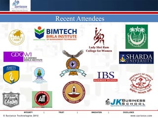 Recent Attendees




                INTEGRITY      |    TRUST   |   INNOVATION   |   EXCELLENCE
© Saviance Technologies 2012                                           www.saviance.com
 