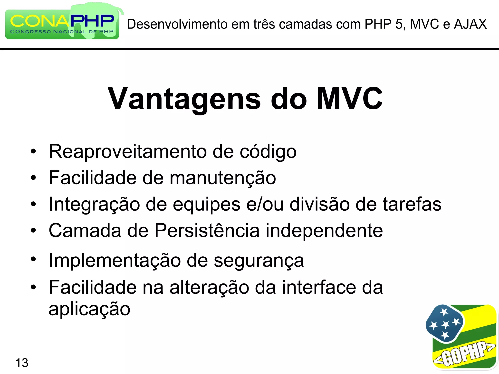 Desenvolvimento em três camadas com PHP 5, MVC e AJAX