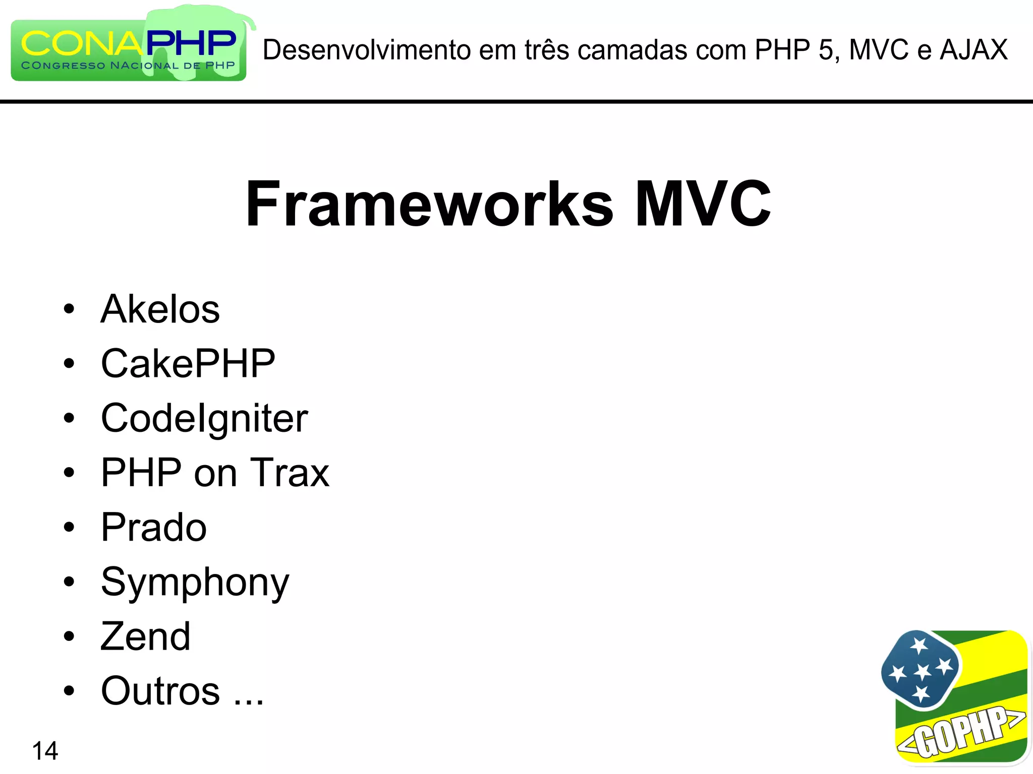 Desenvolvimento em três camadas com PHP 5, MVC e AJAX