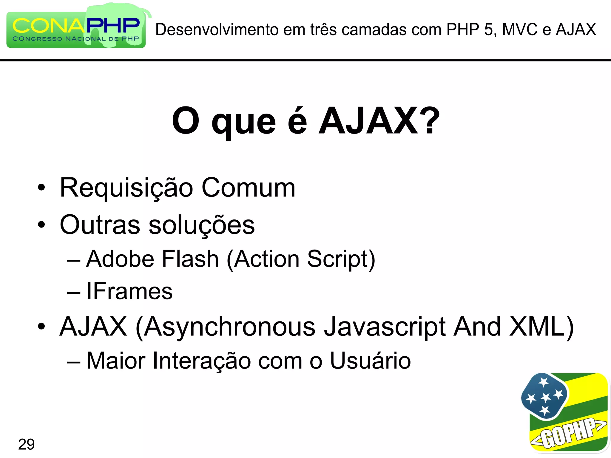 Desenvolvimento em três camadas com PHP 5, MVC e AJAX