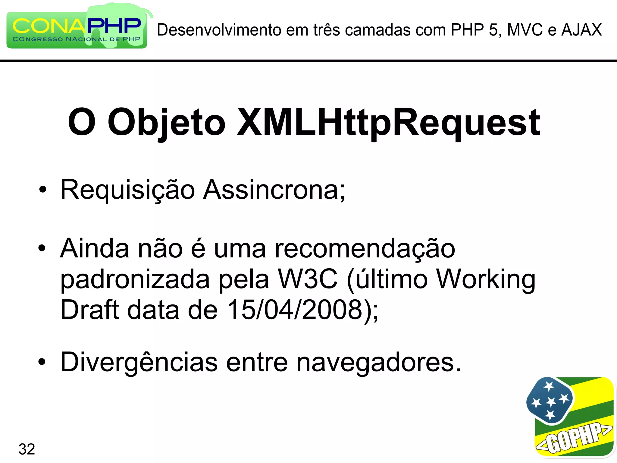 Desenvolvimento em três camadas com PHP 5, MVC e AJAX