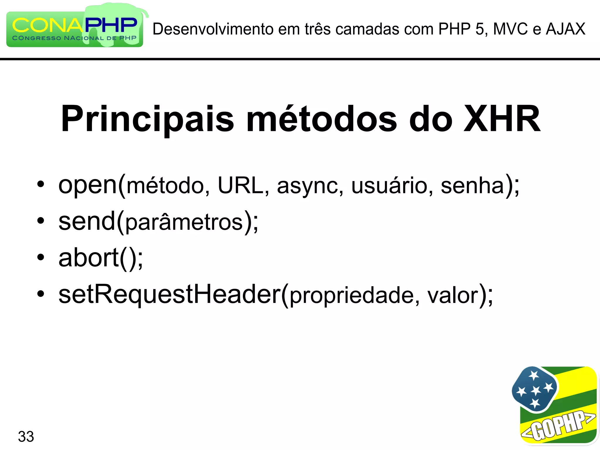 Desenvolvimento em três camadas com PHP 5, MVC e AJAX