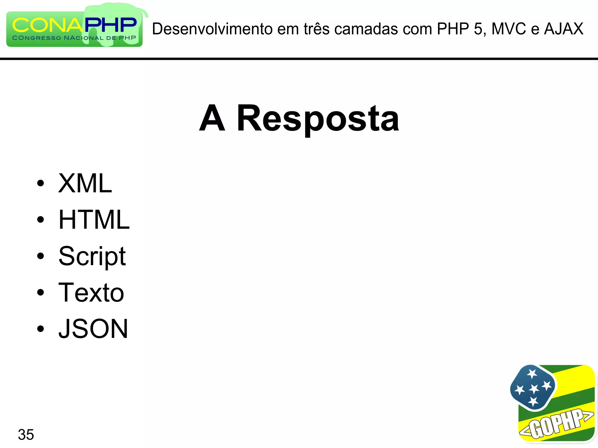 Desenvolvimento em três camadas com PHP 5, MVC e AJAX