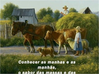 Conhecer as manhas e as
manhãs,
o sabor das massas e das

 