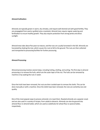 Almonds Cultivation and Processing Project Report | PDF