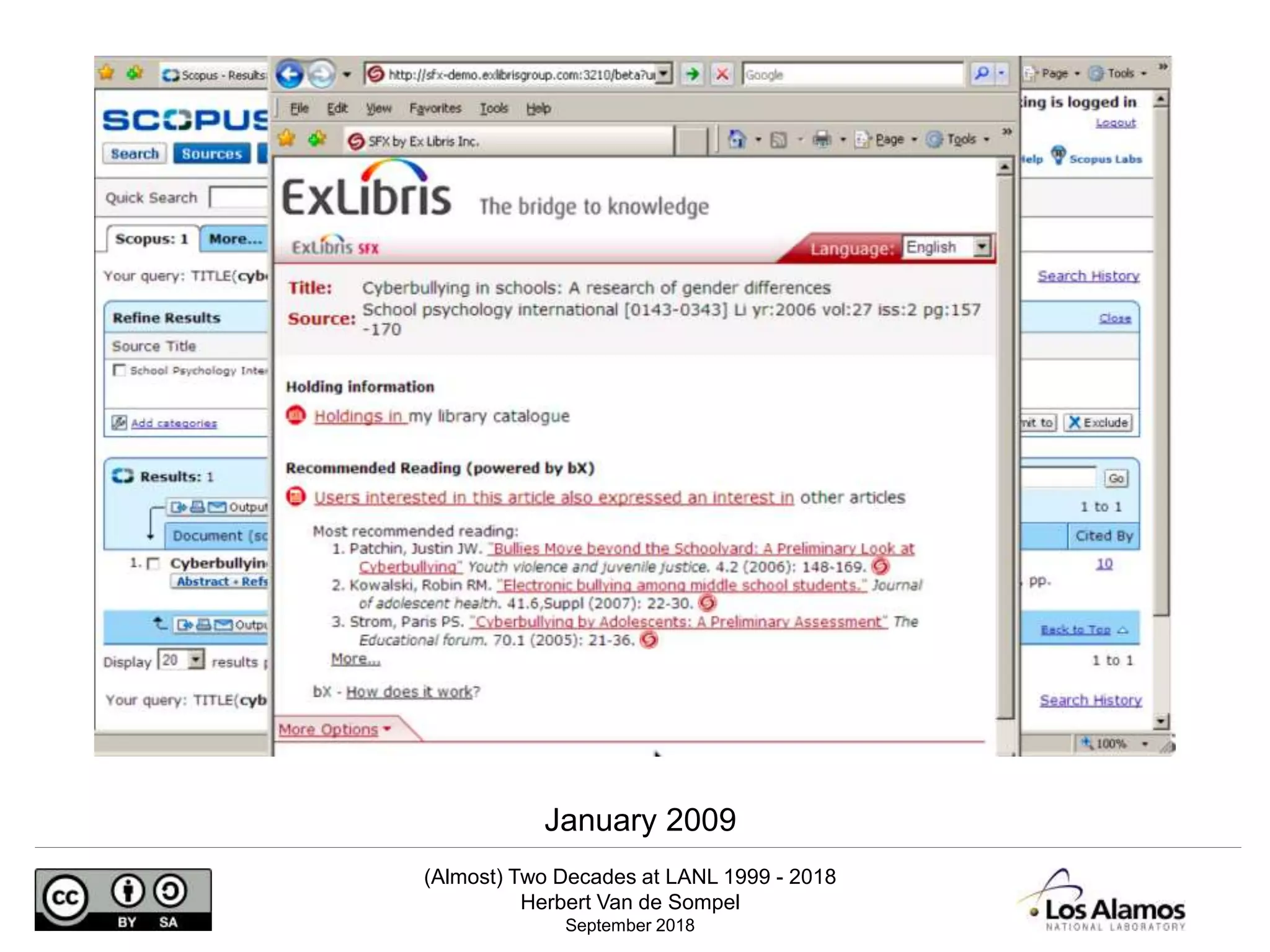 (Almost) Two Decades at LANL 1999 - 2018
Herbert Van de Sompel
September 2018
January 2009
 