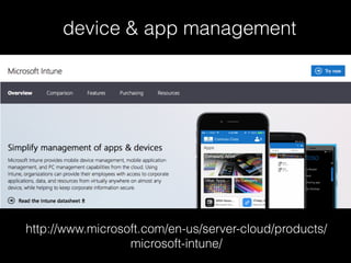 http://www.microsoft.com/en-us/server-cloud/products/
microsoft-intune/
device & app management
 