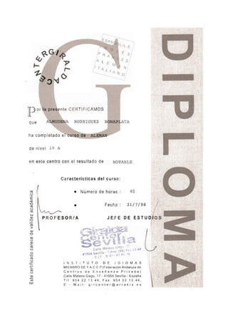 Giralda Center- Curso alemán básico - 1998 certificado