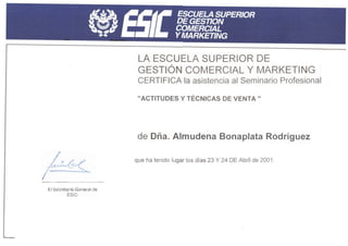 ESIC - Curso actitudes y técnicas de venta - 2001 certificado