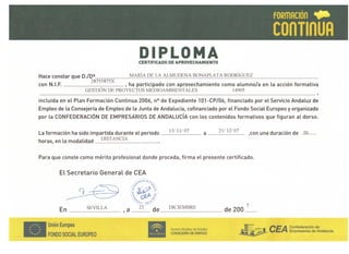Confederación de Empresarios - Curso gestión proyectos medioambientales - 2007 certificado